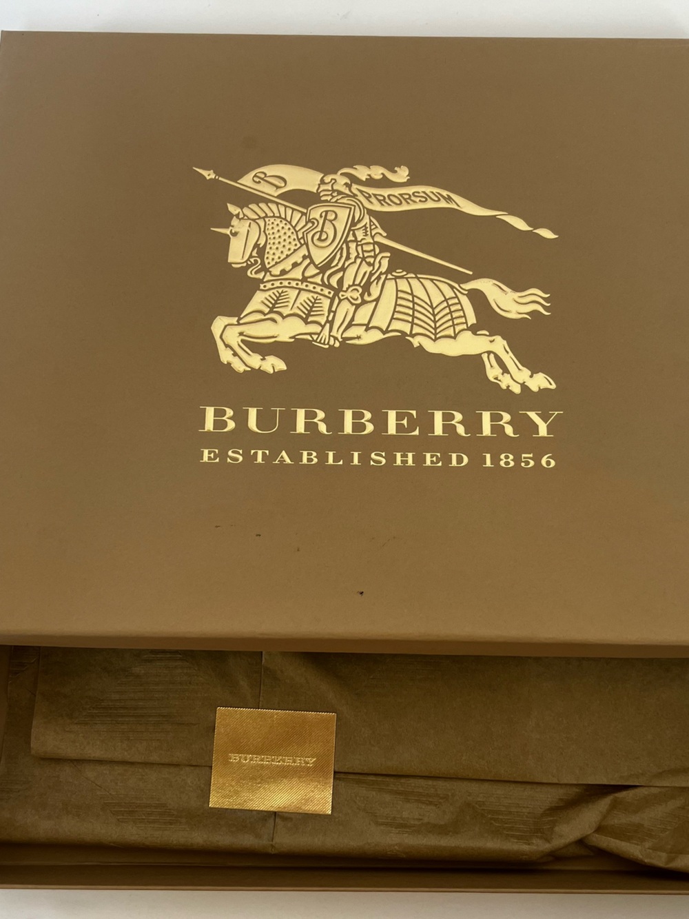Burberry Brown Box with Gold Equestrian Logo